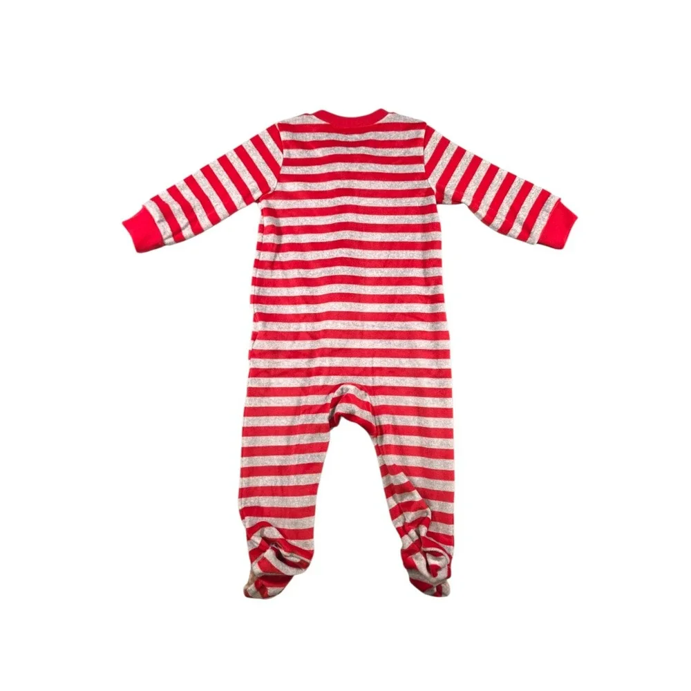 Carter's Just One You Baby Reindeer Striped Fleece Footed Pajama Sz 6M NWT